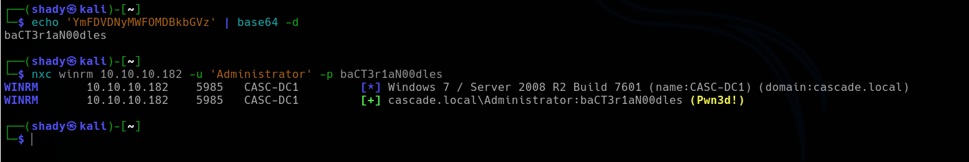 Administrator authenticated over WinRM