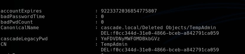 TempAdmin deleted object with legacy password